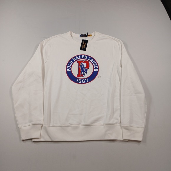 Polo Ralph Lauren Sweatshirt Mens Large White Polo Logo 1967 Fleece P Wing $148 - Picture 2 of 10